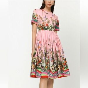 Dolce & Gabbana Floral-Print Short-Sleeve Midi Dress